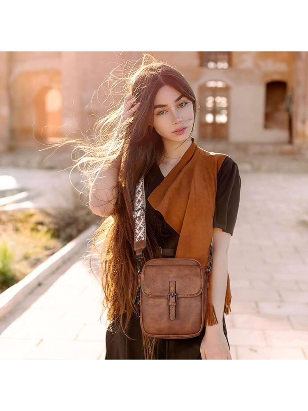 Women Brown Leather Anti Theft Handbags Removable Straps Formal Crossbody Bag - Picture 3 of 6